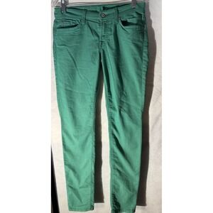7 For All Mankind Gwenevere Green Skinny Jeans 29"L 30"w 8"rise  Excellent
